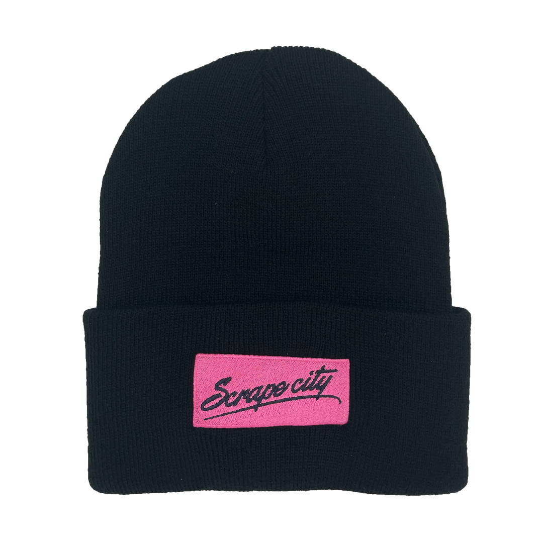 SCRIPT LOGO BEANIE - BLACK / PINK