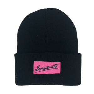 SCRIPT LOGO BEANIE - BLACK / PINK