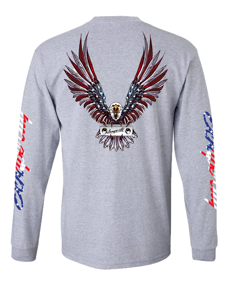 SCRAPE AMERICA LONG SLEEVE HEATHER GREY