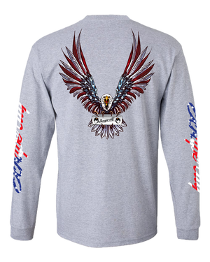 SCRAPE AMERICA LONG SLEEVE HEATHER GREY