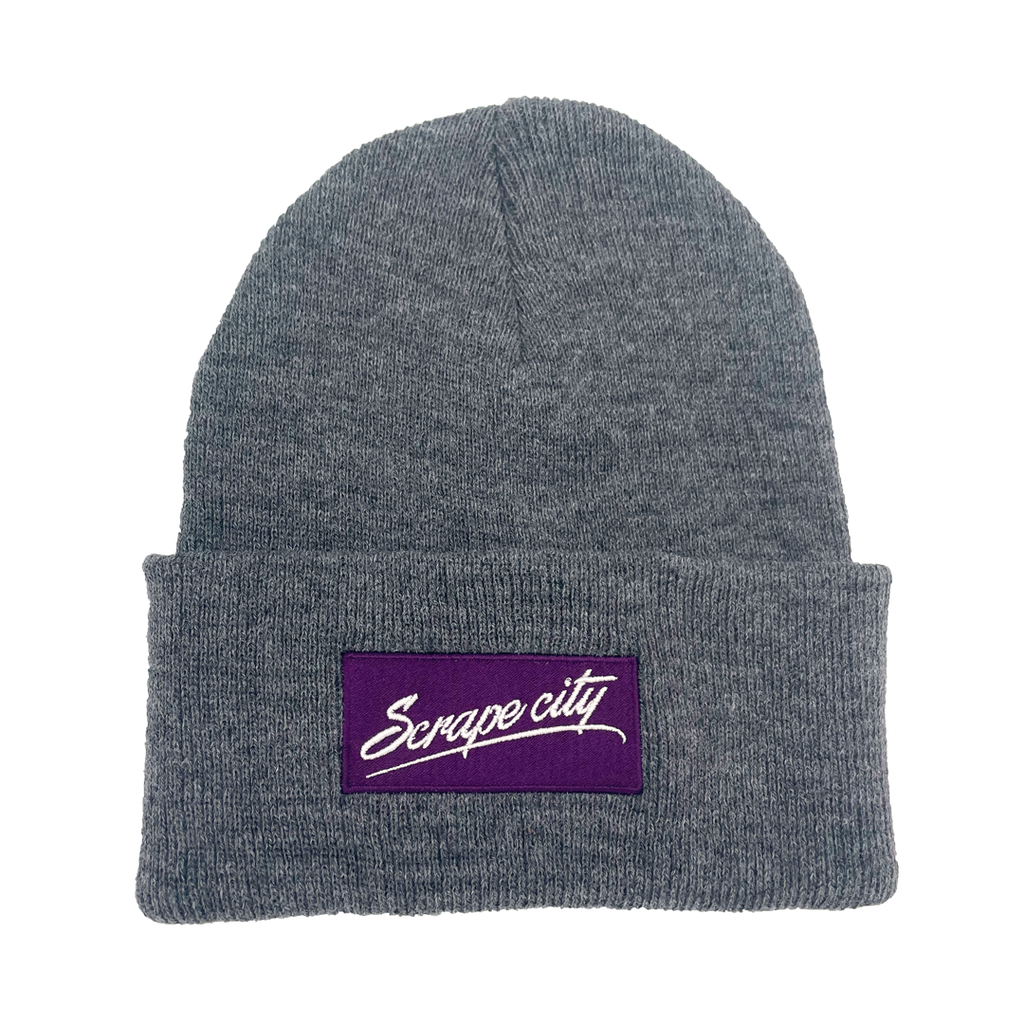 SCRIPT LOGO BEANIE - GREY/PURPLE